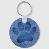 Imitate Denim Jeans Dog Paw Print Schlüsselanhänger (Rückseite)