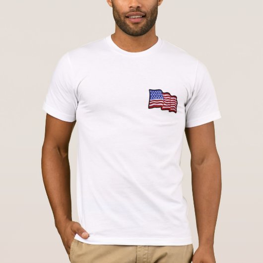 Imitate der amerikanischen Flagge bestickt mit Pat T-Shirt (Vorderseite)