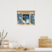 Imitate der rustikalen Hütte mit Blick auf den tro Poster (Küche)