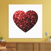 Imitate des dunkelroten Herzens Glitzer Glitzern Leinwanddruck (Insitu (Wohnzimmer))