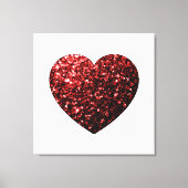 Imitate des dunkelroten Herzens Glitzer Glitzern Leinwanddruck (Vorderseite)