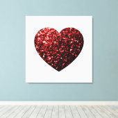 Imitate des dunkelroten Herzens Glitzer Glitzern Leinwanddruck (Insitu (Holzboden))
