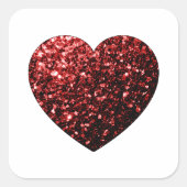 Imitate des dunkelroten Herzens Glitzer Glitzern Quadratischer Aufkleber (Vorderseite)