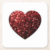 Imitate des dunkelroten Herzens Glitzer Glitzern Rechteckiger Pappuntersetzer (Vorderseite)