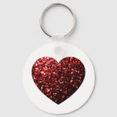 Imitate des dunkelroten Herzens Glitzer Glitzern Schlüsselanhänger (Vorderseite)