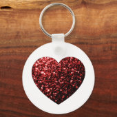 Imitate des dunkelroten Herzens Glitzer Glitzern Schlüsselanhänger (Rückseite)