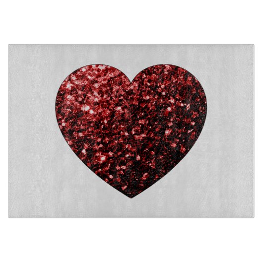 Imitate des dunkelroten Herzens Glitzer Glitzern Schneidebrett (Vorderseite)