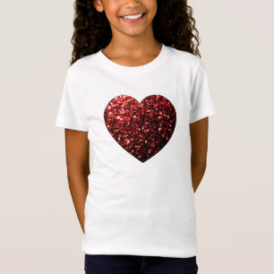 Imitate des dunkelroten Herzens Glitzer Glitzern T-Shirt