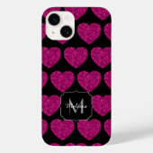 Imitate des heißen rosa Herzens Monogramm Case-Mate iPhone Hülle (Rückseite)