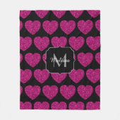 Imitate des heißen rosa Herzens Monogramm Fleecedecke (Vorderseite)