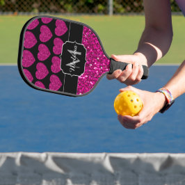 Imitate des heißen rosa Herzens Monogramm Pickleball Schläger