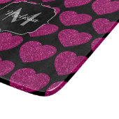 Imitate des heißen rosa Herzens Monogramm Schneidebrett (Ecke)
