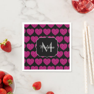 Imitate des heißen rosa Herzens Monogramm Serviette