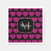 Imitate des heißen rosa Herzens Monogramm Serviette (Vorderseite)