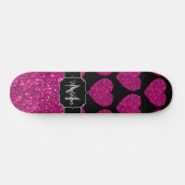 Imitate des heißen rosa Herzens Monogramm Skateboard (Horizontal)