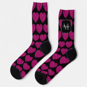 Imitate des heißen rosa Herzens Monogramm Socken (Linkes Detail)