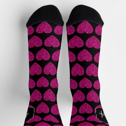 Imitate des heißen rosa Herzens Monogramm Socken (Oben)