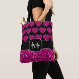 Imitate des heißen rosa Herzens Monogramm Tasche
