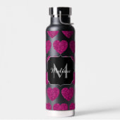 Imitate des heißen rosa Herzens Monogramm Trinkflasche (Links)