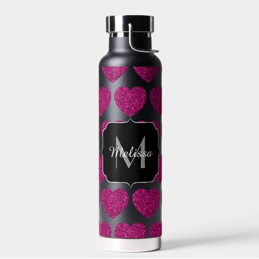 Imitate des heißen rosa Herzens Monogramm Trinkflasche (Links)