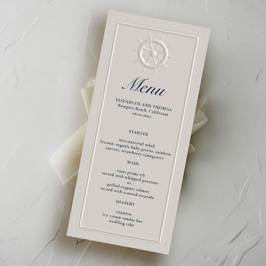 Imitate des Küstenschiffes mit formaler Hochzeit Menükarte