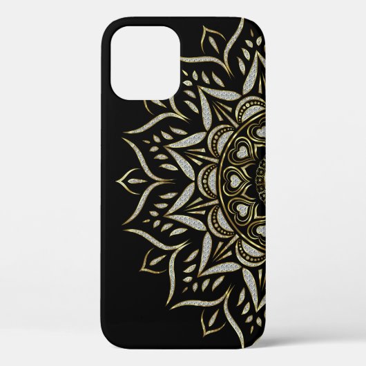 Imitate Diamanten Textur Mandala Goldakzent Case-Mate iPhone Hülle (Rückseite)