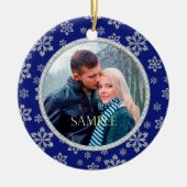 Imitate Diamond Blue Snowflake Frame Keramikornament (Vorne)