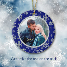 Imitate Diamond Blue Snowflake Frame Keramikornament