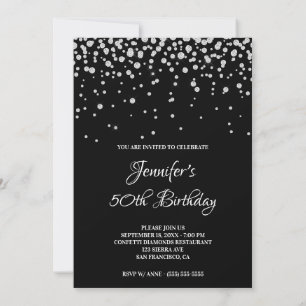Imitate Diamonds Black 50. Geburtstag Einladung
