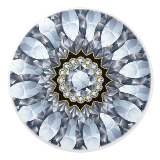 Imitate Diamonds & Black Geometric Muster Keramikknauf (Vorderseite)