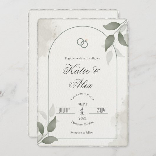 Imitate, die rustikale, einfache Skripteinladung g Einladung (Vorne/Hinten)