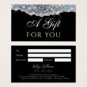 Imitate, die Silber Glitzer als Geschenkkarte zeic (Vorne & Hinten)