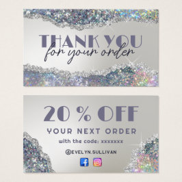 Imitate, die Silber-Glitzer-Discount-Karte