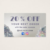 Imitate, die Silber-Glitzer-Discount-Karte (Rückseite)
