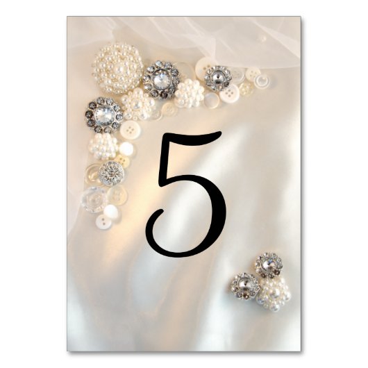 Imitate Die Tasten Weiße Perle und Diamant Tischnummer (Rückseite)