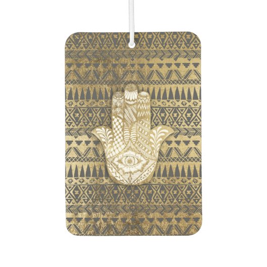 Imitate drucken Gold Hamsa Hand und Tribal Aztec Autolufterfrischer (Vorderseite)