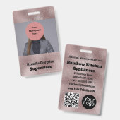 Imitate Dunkelrosa Metallisches ID-Abzeichen Ausweis (Vorder- & Rückseite)