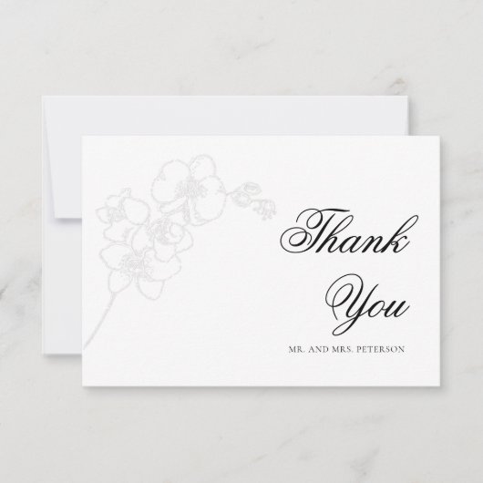 Imitate Embossed Orchid Ink Elegant Wedding Vielen Dankeskarte (Vorderseite)