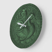 Imitate Embossed Peacock Emerald Green Große Wanduhr (Winkel)