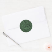 Imitate Embossed Peacock Emerald Green Runder Aufkleber (Umschlag)