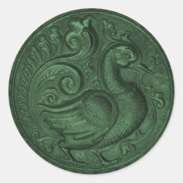 Imitate Embossed Peacock Emerald Green Runder Aufkleber
