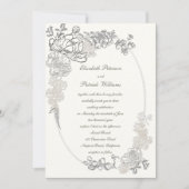 Imitate Embossed Peonies Calligraphy Pearl Wh Wedd Einladung (Vorderseite)