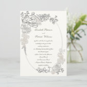 Imitate Embossed Peonies Calligraphy Pearl Wh Wedd Einladung (Stehend Vorderseite)