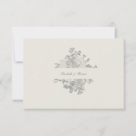 Imitate Embossed Peony Formal Ecru Hochzeit Vielen Dankeskarte (Vorderseite)