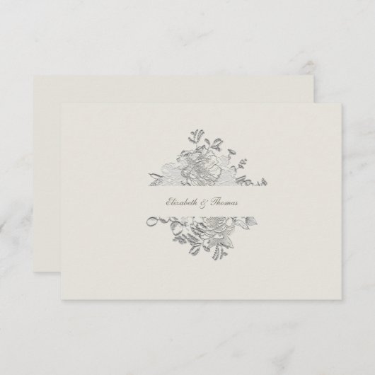 Imitate Embossed Peony Formal Ecru Hochzeit Vielen Dankeskarte (Vorne/Hinten)