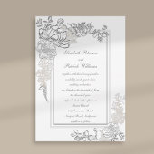 Imitate Embossed Peony Ivory Calligraphy Wedding Einladung