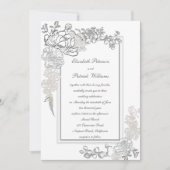 Imitate Embossed Peony Ivory Calligraphy Wedding Einladung (Vorderseite)