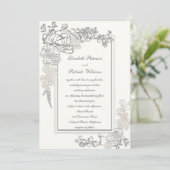 Imitate Embossed Peony Pearl Calligraphy Wedding Einladung (Stehend Vorderseite)