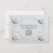 Imitate Embossed Rose Elegantes Script QR Code Hoc RSVP Karte (Rückseite)