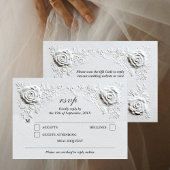Imitate Embossed Rose Elegantes Script QR Code Hoc RSVP Karte